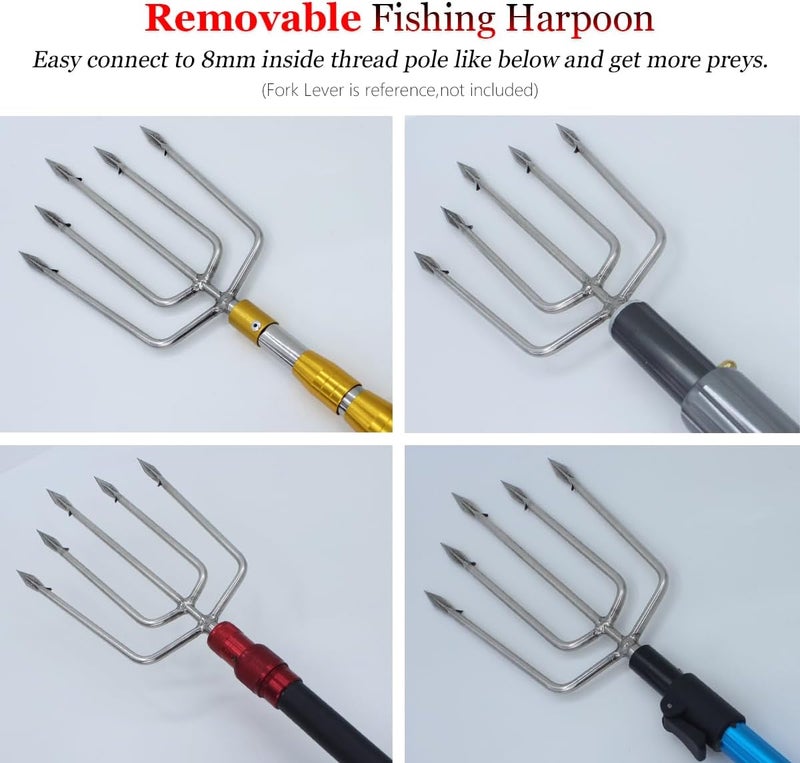 Dutiplus Large Fishing Harpoon 1~11 Prong Barded Stainless Steel Hunting Fish Gig Gaff Fork Hook with 8mm Screw for Catching Big Fish Mole Big Bullfrog - Image 5
